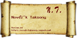 Novák Taksony névjegykártya